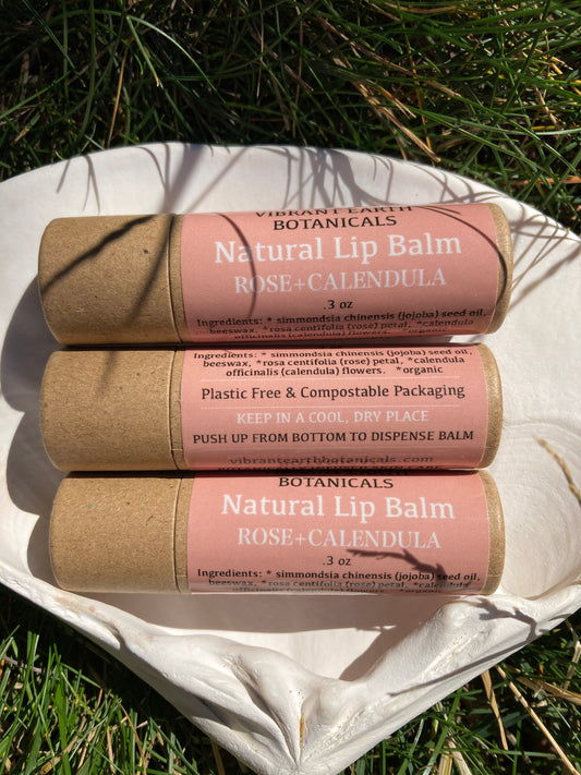 Rose+Calendula Lip Balm, 3 pack